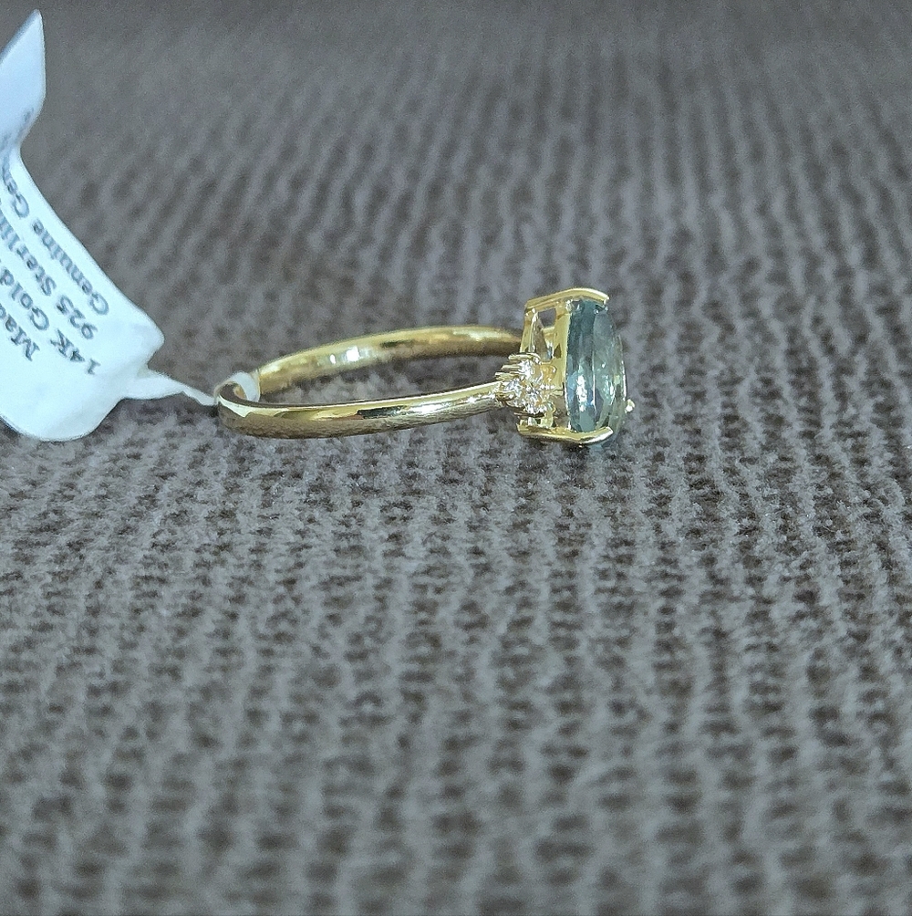 Shivam Green💚 Flourite Teardrop💧 with White Topaz Ring💍 - NWT - Picture 6 of 16